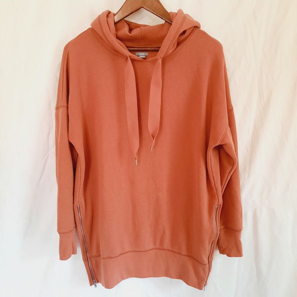 Aerie Oversized Split Zipper Hem Womens Small Ribbon Drawstring Salmon Color